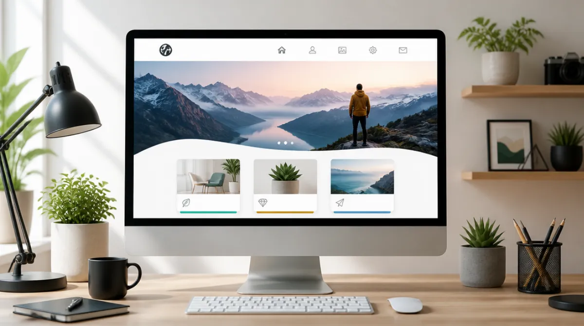 A beautifully designed, professional website displayed on a clean, modern desktop setup, reflecting the user's vision and success.