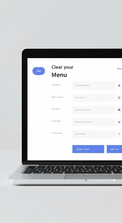 Modern website navigation menu on a laptop screen, showing clear, simple, and consistent links, clean interface, user-friendly, no text, no words, no typography, no labels, clean image