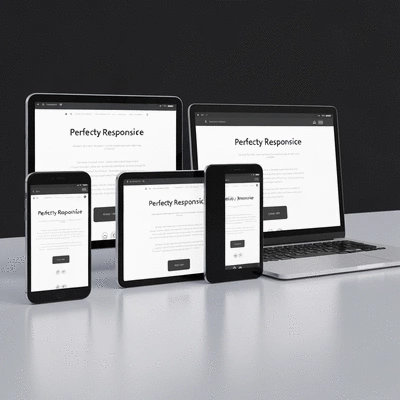 An array of devices (smartphone, tablet, laptop) displaying the same website, demonstrating responsive design. Clean, modern aesthetic with a focus on seamless user experience across different screen sizes. No text, no words, no typography, clean image.