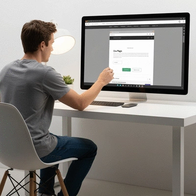 User working on a one-page website with Carrd